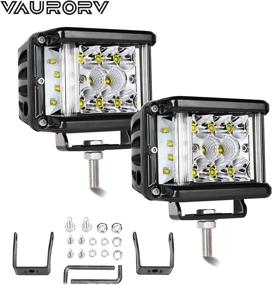 img 4 attached to 🚛 VAURORV Off-Road LED Pods Lights - 2PCS 4'' 160W Dual Side Triple Row LED Work Light Bar with Spot Flood Combo Beam for Trucks Tractor ATV UTV SUV Boat