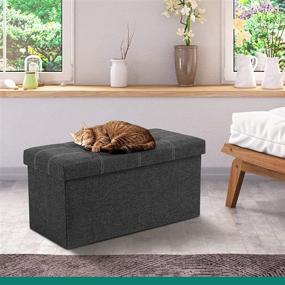 img 1 attached to 🛋️ YITAHOME Folding Storage Ottoman Bench Cube Storage Chest with Memory Foam Seat - Dark Grey, Versatile for Bedroom, Livingroom, and Hallway - 30'' x 15'' x 16''