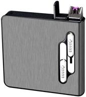 black dual arc lighter cigarette case - rechargeable 2 in 1 portable windproof usb lighters logo
