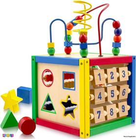 img 2 attached to 🔢 Play22 Baby Activity Cube with Bead Maze - 5-in-1 Educational Toy includes Shape Sorter, Abacus Counting Beads, Numbers, Sliding Shapes, Removable Bead Maze - Best First Baby Toys - Original Version
