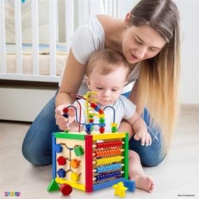 img 1 attached to 🔢 Play22 Baby Activity Cube with Bead Maze - 5-in-1 Educational Toy includes Shape Sorter, Abacus Counting Beads, Numbers, Sliding Shapes, Removable Bead Maze - Best First Baby Toys - Original Version