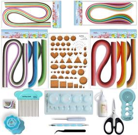 img 4 attached to JUYA Paper Quilling Kit - Blue Tools Set with 960 Strips, Board Mould, Crimper, Coach Comb (Paper Width 3mm) - Includes Glue