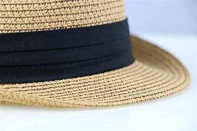 img 2 attached to Stylish And Protective OVOY Kids Boys-Fedoras Summer-Beach Straw-Trilby Sunhat Short-Brim Panama Hat