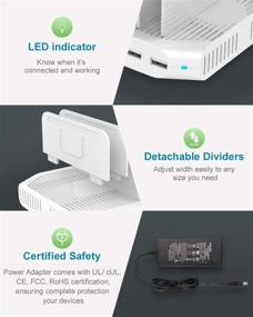 img 2 attached to 🔌 Unitek Мультизарядная станция: 10-портовое зарядное устройство USB с SmartIC для эффективной зарядки устройств и организованного хранения | Совместимо с iPad, планшетом, Kindle, iPhone - регулируемые разделители и органайзер-стенд