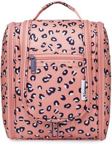 img 4 attached to 🧳 Convenient Hanging Travel Toiletry Bag - Stylish Cosmetic Makeup Organizer for Women and Men (Medium, Orange Leopard)