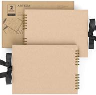 arteza scrapbook set: kraft cover, 8.5x11 inches, 40 black pages - ideal for diy crafts, guest books, travel, gifts logo