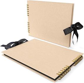 img 3 attached to Arteza Scrapbook Set: Kraft Cover, 8.5x11 inches, 40 Black Pages - Ideal for DIY Crafts, Guest Books, Travel, Gifts