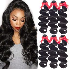 img 4 attached to 🔥 Превосходные кудри для волос Hermosa Hair Body Wave Brazilian Hair Weave 3 пучка длиной 18 20 22 дюйма 9А класса Непереработанные волосы человека - Черный цвет