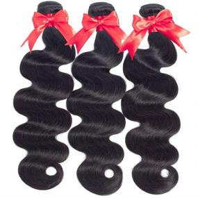 img 3 attached to 🔥 Превосходные кудри для волос Hermosa Hair Body Wave Brazilian Hair Weave 3 пучка длиной 18 20 22 дюйма 9А класса Непереработанные волосы человека - Черный цвет