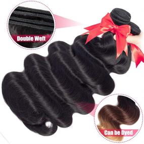 img 2 attached to 🔥 Превосходные кудри для волос Hermosa Hair Body Wave Brazilian Hair Weave 3 пучка длиной 18 20 22 дюйма 9А класса Непереработанные волосы человека - Черный цвет