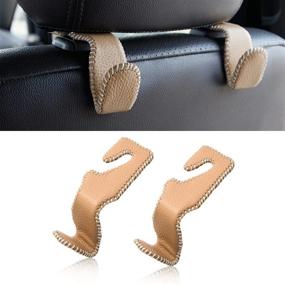 img 4 attached to 👜 Khaki Leather Car Hooks: Organizers with Superior Hanger Holder for Hanging Purses, Bags, and Coats on Car Seat Back