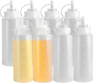 🍅 oamceg 8-pack 16 oz plastic condiment squeeze bottles with discrete measurements - ideal for ketchup, bbq, sauces, syrup, condiments, dressings, arts and crafts - bpa free logo