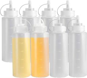 img 4 attached to 🍅 OAMCEG 8-Pack 16 OZ Plastic Condiment Squeeze Bottles with Discrete Measurements - Ideal for Ketchup, BBQ, Sauces, Syrup, Condiments, Dressings, Arts and Crafts - BPA Free