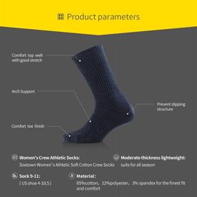 img 1 attached to Combed Cotton Moisture Wicking Performance Training Hiking Cushion Crew Socks for Women in Sox Town