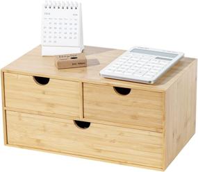 img 4 attached to 📦 Bamboo Desk Organizer: Compact 3 Drawer Tabletop Storage Solution for Office or Home