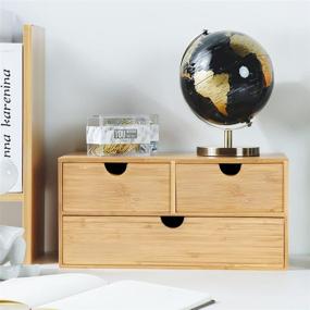 img 2 attached to 📦 Bamboo Desk Organizer: Compact 3 Drawer Tabletop Storage Solution for Office or Home