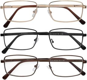 img 3 attached to 👓 Men and Women's Metal Full Rim Reading Glasses Set - Pack of 3