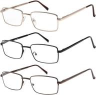 👓 men and women's metal full rim reading glasses set - pack of 3 logo