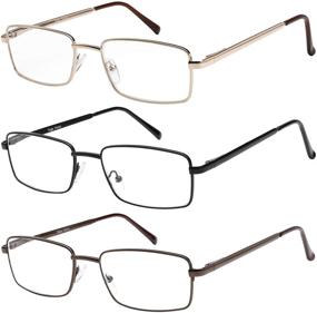 img 4 attached to 👓 Men and Women's Metal Full Rim Reading Glasses Set - Pack of 3