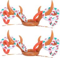 🎅 inflatable reindeer antler toss game: christmas party fun for all with joyin 2 sets - ring toss game & party supplies! logo