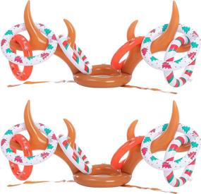 img 4 attached to 🎅 Inflatable Reindeer Antler Toss Game: Christmas Party Fun for All with JOYIN 2 Sets - Ring Toss Game & Party Supplies!