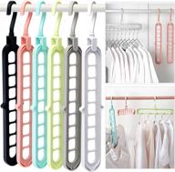 👕 6-pack multifunctional closet organizer hangers with 9 holes - space-saving storage solution for wardrobe, heavy clothes, shirts, pants, dresses, coats логотип