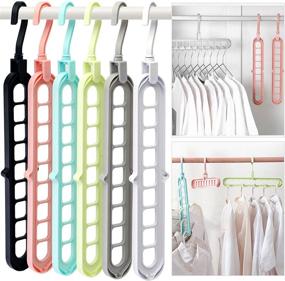 img 4 attached to 👕 6-Pack Multifunctional Closet Organizer Hangers with 9 Holes - Space-Saving Storage Solution for Wardrobe, Heavy Clothes, Shirts, Pants, Dresses, Coats