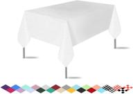 🍷 3 pack premium disposable plastic white tablecloth (54x108), rectangle table cover for wedding, party, banquet, in burgundy logo