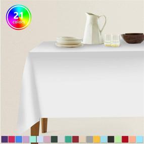 img 3 attached to 🍷 3 Pack Premium Disposable Plastic White Tablecloth (54x108), Rectangle Table Cover for Wedding, Party, Banquet, in Burgundy
