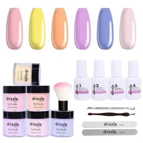 img 4 attached to 💅 Drizzle Nail Dip Powder Kit - 6 Colors Starter Set with Base Activator & Top Coat - Acrylic Nail Dip Powder Set - Pink, Yellow, Purple, Blue Series for Nail Art - No Lamp Required