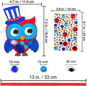 img 2 attached to 🦉 4th of July Patriotic Owl Ornaments Decoration DIY Craft Kit: 24 Sets of Assorted Owl Foam Cutouts with Red White Blue USA Flag Pinwheel Pom-poms and Googly Eyes for Classroom Activities