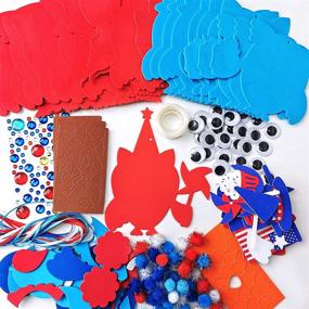 img 3 attached to 🦉 4th of July Patriotic Owl Ornaments Decoration DIY Craft Kit: 24 Sets of Assorted Owl Foam Cutouts with Red White Blue USA Flag Pinwheel Pom-poms and Googly Eyes for Classroom Activities