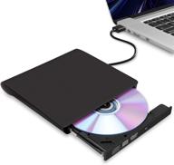 📀 ultra-slim external cd/dvd drive for laptop | usb 3.0 portable burner writer | mac/windows compatible | black logo