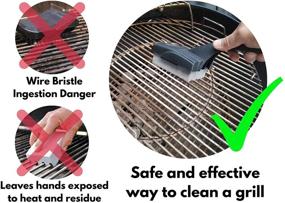 img 2 attached to 🔥 Eco-friendly Grill Cleaning Kit with Handle Holder - Grill Cleaner Stone, Block & Brush - Commercial Grade, Food Safe, Durable 3-Pack - Ideal for BBQ Grill Maintenance