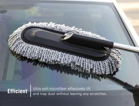 img 3 attached to MoKo Car Duster: Premium Microfiber Cleaning Brush with Extendable Handle - Grey