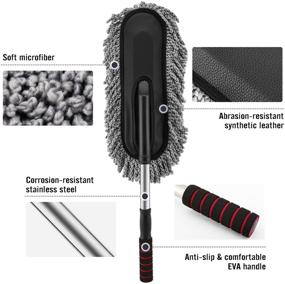 img 2 attached to MoKo Car Duster: Premium Microfiber Cleaning Brush with Extendable Handle - Grey