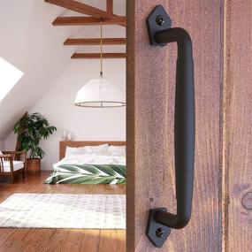 img 2 attached to 🚪 Barn Door Handle Round Black - 10 inch Solid Steel Gate Handle Pull for Sliding Barn Doors, Gates, Garages, Sheds