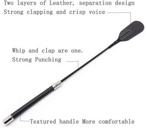 img 3 attached to 🐎 18 Inch Deluxe Fiberglass Shaft Riding Crop for Horses with Genuine Leather Top - Tough Equestrian Horse Crop in Black