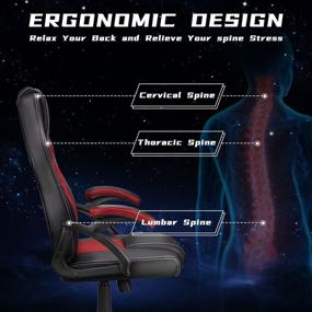 img 2 attached to Ninecer Red Gaming Chair: Affordable Racing Style Office Chair for Teens with Adjustable Height and Comfortable PU Armrests