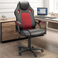 ninecer red gaming chair: affordable racing style office chair for teens with adjustable height and comfortable pu armrests логотип