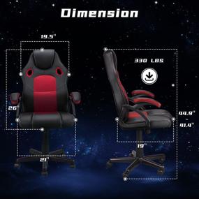 img 3 attached to Ninecer Red Gaming Chair: Affordable Racing Style Office Chair for Teens with Adjustable Height and Comfortable PU Armrests