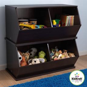 img 3 attached to 📦 KidKraft Wooden Double Storage Unit - Espresso: Organize and Decorate Any Space with Premium Children's Storage Furniture, Ideal Gift for Ages 3+