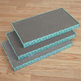 img 1 attached to 🐱 X-Large Teal 3 Pack PET RX Premium Wide Cat Scratcher Cardboard with Catnip