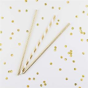 img 2 attached to 100-Pack Biodegradable Gold Paper Straws by Naturalik - Extra Durable Gold Drinking Straws in Striped, Wave, Heart, Star, and Solid Gold Designs for Birthday, Wedding, Bridal/Baby Shower, and Party Supplies