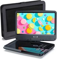 📺 sunpin 12.5" portable dvd player for car and kids | eyesight protective 10.1" hd swivel screen | stereo speakers & dual earphones jack | supports sync tv/usb/sd card | car headrest mount case included | black logo