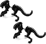 🦖 slsf funny punk alien shape t-rex dinosaur skull stud earring for women girls | vintage 3d dino animal skeleton threader earring | halloween christmas jewelry logo