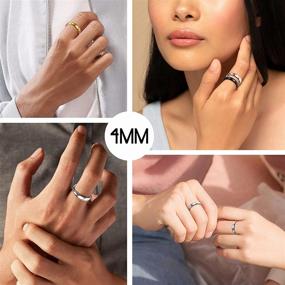 img 2 attached to 💍 Премиумные стальные перстни для мужчин и женщин | Высокий блеск | Возможность ношения вместе | Устойчивость к тусклости | Удобная посадка | Размер 7-12 | Возможность гравировки