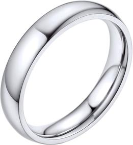 img 4 attached to 💍 Premium Stainless Steel Band Rings for Men and Women | High Polish | Stackable | Tarnish Resistant | Comfort Fit | Size 7-12 | Engravable