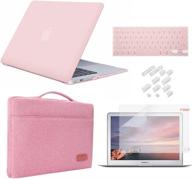 🎁 5-in-1 macbook 12 inch retina case bundle - icasso ultra slim plastic hard cover with sleeve, screen protector, keyboard cover & dust plug for macbook 12 inch retina model a1534 - rose quartz logo