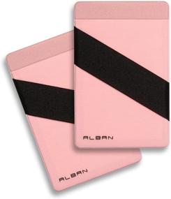 img 4 attached to 📱 Alban RFID Blocking Cell Phone Wallet: Stick-on Credit Card Holder with Finger Strap (2 Pack, Pink)